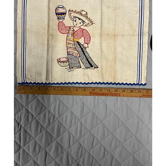 VTG Handmade 5 Pc Set Tea Towels Hot Pads Hand Stitched Southwest Mexcian Themed - Picture 9 of 10